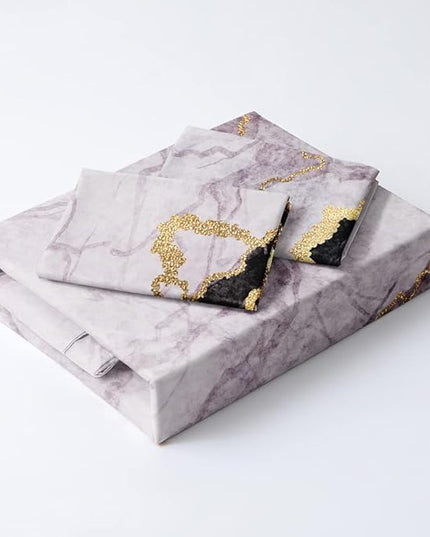 Pink Marble Duvet Cover Set Queen Size Sequin Gold Bedding Comforter Covers with 2 Pillow Shams Girls Decor Bedroom Bed Set Breathable Durable Soft Comfy