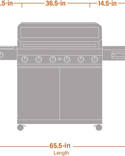 Monument Grills 6+1 Convertible Natural Gas Smart bbq Grill, 6 Burners & 1 Side Burner Stainless Steel Denali 605 with Smart Technology, Knob Controls (Without Conversion Kit)