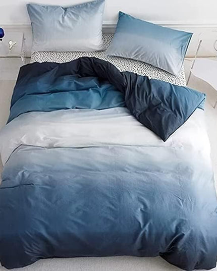 Houseri White and Blue Comforter Set California King Gradient Blue Comforter Bedding Sets Cal King Size, Cal King(96''x104''-Comforter)
