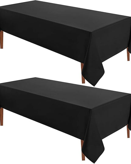 VidaFete Tablecloth 60 * 120inch 2pack Rectangle Table Cloth Polyester, Stain Wrinkle Resistant Dining Table Cover for Kitchen Dinning Party Wedding Rectangular Tabletop Buffet Decoration (Black)