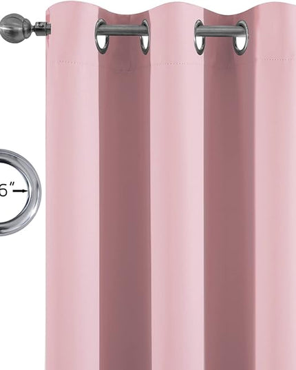 Yakamok Insulated Blackout Window Draperies - Energy Efficient Home Decor Grommet Top Curtains for Bedroom(Pink, 52Wx36L, 2 Panels)