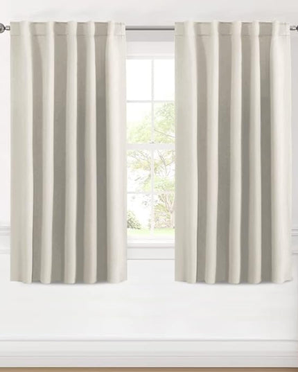 H.VERSAILTEX Light Reducing Curtains Thermal Insulated Window Treatment Panels Room Darkening Privacy Assured Drapes for Living Room Back Tab/Rod Pocket Bedroom Drapes 2 Panels, Ivory - 42 x 54 Inch