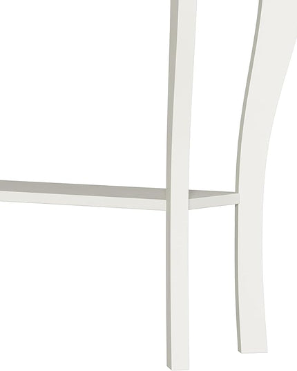 ChooChoo Narrow Farmhouse Console Table with Drawer, Chic Accent Sofa Entryway Table with Shelves for Entryway, Living Room, Hallway, Soft White