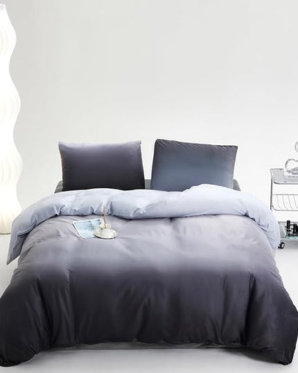 CLOTHKNOW Dark Grey White Velvet California King Comforter Sets 3Pcs Fluffy Bedding Comforter Sets Soft Gray Comforter and 2 x Velvet Pillowcases