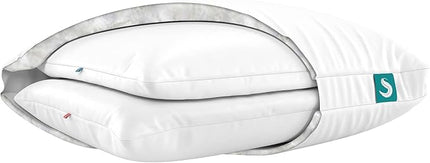 Sleepgram 2-Pack Cooling Bed Pillows & Removable Cover for Sleeping Sets, King Size - Adjustable and Washable Bedding Pillow Set for Comfortable Sleep