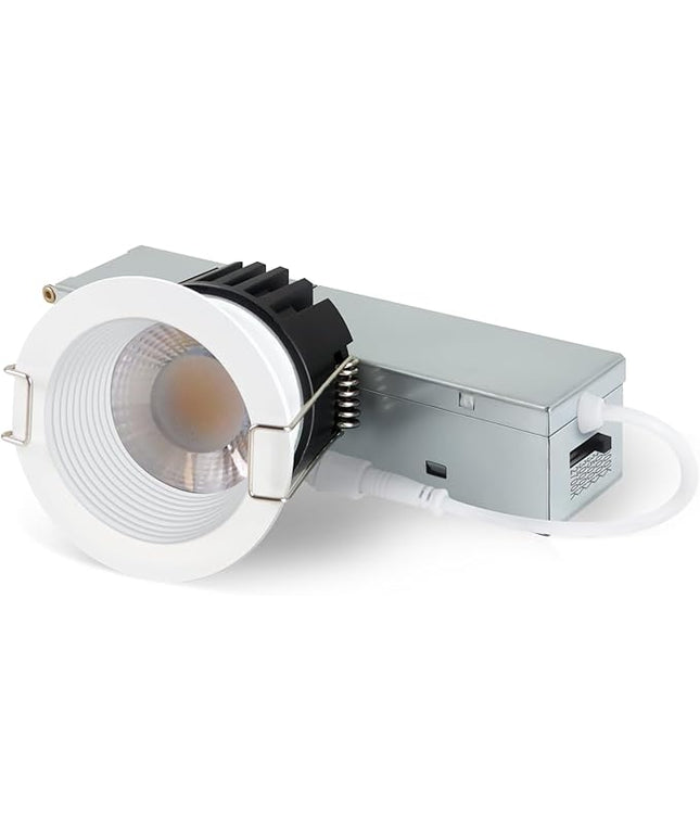 2 Inch 5CCT Anti-Glare LED Recessed Lights with Jbox, 2700K/3000K/3500K/4000K/5000K Selectable, 8W 840LM CRI90+, Dimmable Canless Downlight, Waterproof Light Fixtures, ETL & FCC（White, 1 Pack）