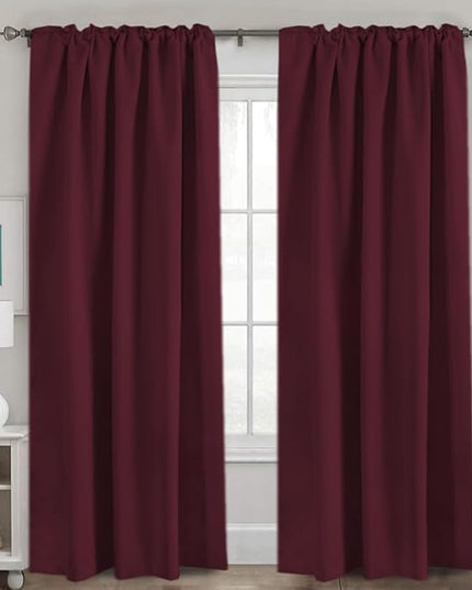 H.VERSAILTEX Christmas Blackout Curtains Thermal Insulated Window Treatment Panels Blackout Drapes for Living Room Back Tab/Rod Pocket Bedroom Draperies, 52 x 84 Inch, Burgundy Red, 2 Panels