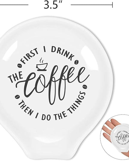 Funny Coffee Spoon Rest-But First Coffee Ceramic Spoon Holder-Cafe Station Bar Accessories