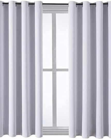 ChrisDowa Grommet Room Darkening Curtains for Bedroom and Living Room - 2 Panels Set Thermal Insulated Blackout Curtains (Greyish White, 52W x 63L