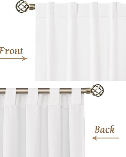 LAMIT 100% Blackout White Linen Curtains 48 Inches Long, Linen Textured Living Room Kitchen Window Curtains Full Room Darkening Back Tab and Rod Pocket Panels with White Liner, 2 Panels, 34 x 48 Inch