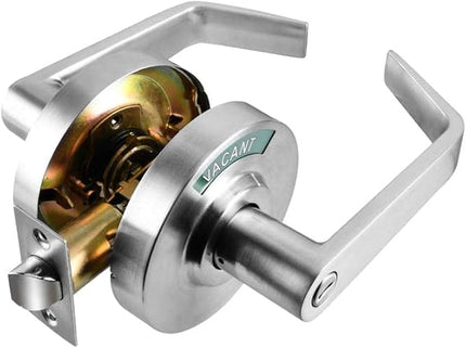 Medium/Heavy Duty Designer Commercial Lever Door Lock (Bathroom Privacy w/Indicator, Satin Chrome) Non-Handed, Grade 2 Industrial Door Handle for Restroom Doors