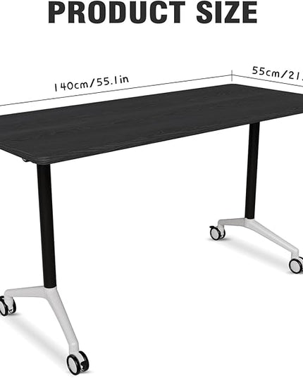 Conference Room Table with Flip-Top Design for Dynamic Meetings, Business Table Computer Desk with Heavy-Duty Frame,Foldable Seminar Meeting Tables for Home Office (2, F, 55.1IN)