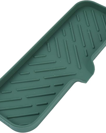 Silicone Bathroom Soap Dishes with Drain Spout-Bathroom and Kitchen Sink Organizer,Sponge Holder,Dish Soap Tray,Perfect for Dispenser,Scrubber,Bottle,Cup on Sink or Counter-Green 12"×4"
