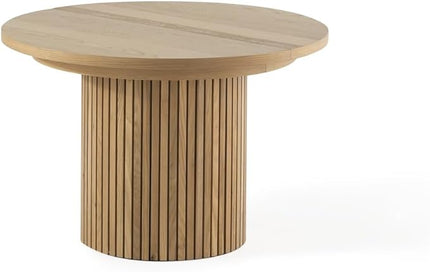 Transformer Table - Solid Wood Extendable Round Dining Table, Extendable Round Dining Table, Space-Saving Modern Furniture, Scandinavian Oak, Natural Finish (Table Only)