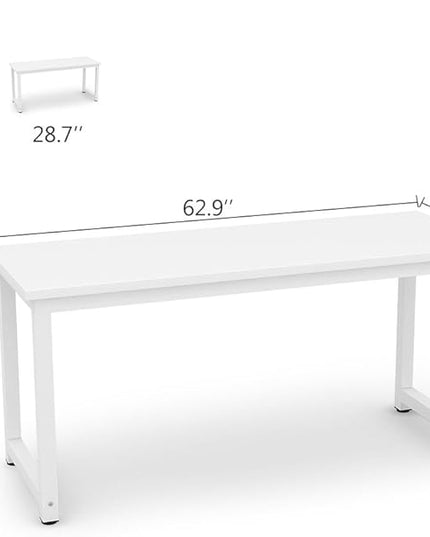 Tribesigns Computer Desk, 63 inch Large Office Desk Computer Table Study Writing Desk for Home Office, White