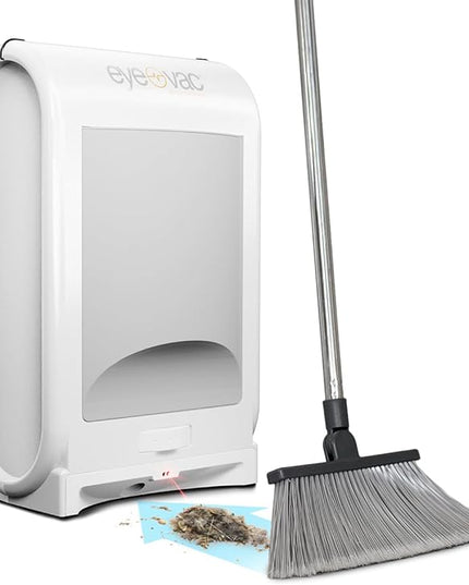 EyeVac Pro Touchless Vacuum Automatic Dustpan - Ultra Fast & Powerful - Great for Sweeping Salon Pet Hair Food Dirt Kitchen, Corded Canister Vacuum, Bagless, Automatic Sensors, 1400 Watt (White)