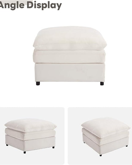 Tbfit Single Sofa Ottoman, Modern Comfy Cloud Sofa, Spring Seat Cushions, Chenille, Beige