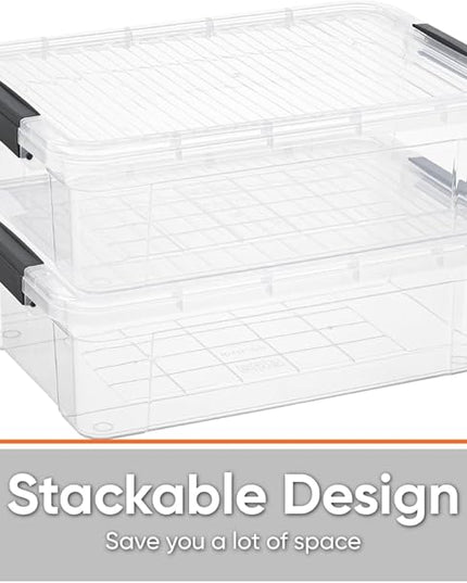 Superio Storage Bins with Lids, Clear Plastic Containers for Organizing, Stackable Totes, BPA Free, Odor Free, Organizer Boxes for Home, and Dorm (4 Pack, 22.75 Qt)