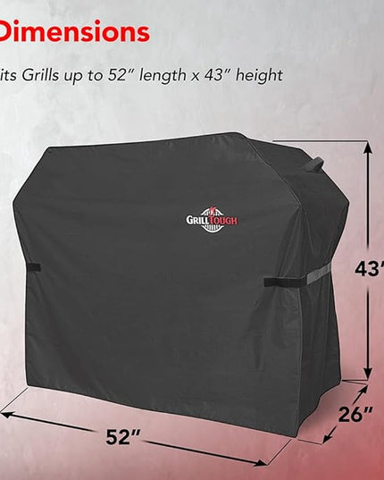 Heavy Duty BBQ Grill Cover for Outdoor Grill, 52 Inch – Waterproof, Weather Resistant, UV & Fade Resistant with Adjustable Straps – Gas Grill Cover for Weber, Charbroil, etc. Charcoal