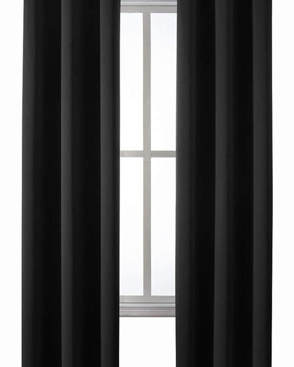 ChrisDowa Grommet Blackout Curtains for Bedroom and Living Room - 2 Panels Set Thermal Insulated Room Darkening Curtains (Black, 42 x 84 Inch)