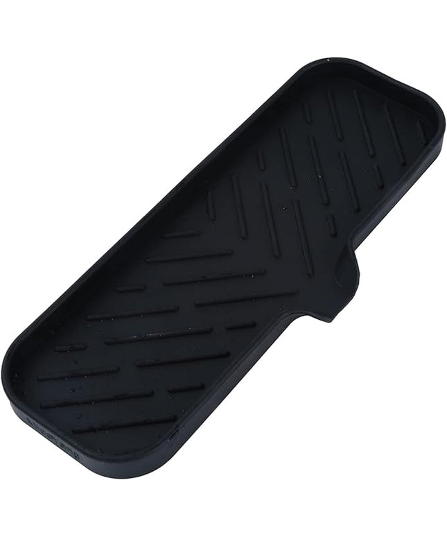 Silicone Bathroom Soap Dishes with Drain Spout-Bathroom and Kitchen Sink Organizer,Sponge Holder,Dish Soap Tray,Perfect for Dispenser,Scrubber,Bottle,Cup on Sink or Counter-Black 12"×4"