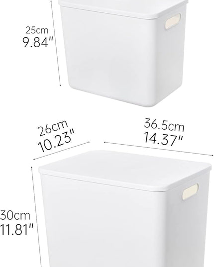 Plastic Storage Baskets Bins Boxes With Lids,Organizing Container White Storage Organizer Bins For Shelves Drawers Desktop Playroom Classroom Office,6-Pack(4XL+2L)