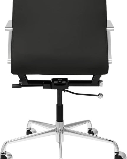 Laura Davidson Furniture SOHO II Padded Management Office Chair - Mid Back Desk Chair with Arm Rest, Swivel & Cushion Availability, Made of Faux Leather, Black, Computer Chair