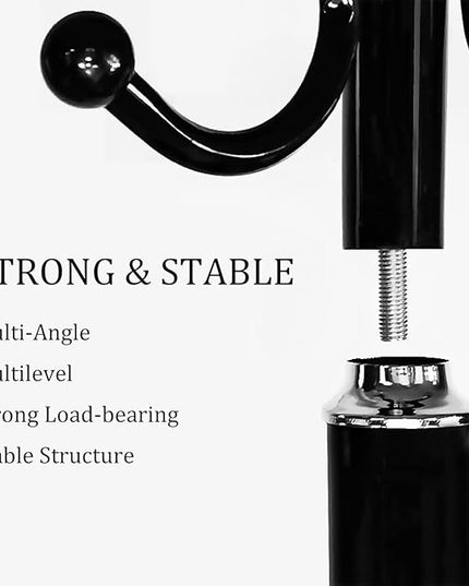 Kertnic Metal Coat Rack Stand with Natural Marble Base, Free Standing Hall Tree with 12 Hooks for Hanging Scarf, Bag, Jacket, Home Entry-way Hat Hanger Organizer (Black)