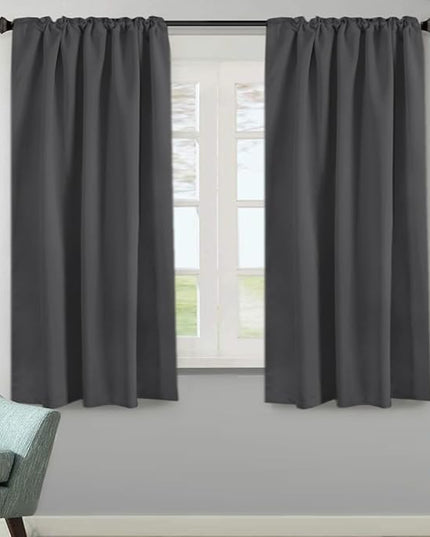 H.VERSAILTEX Blackout Curtains Thermal Insulated Window Treatment Panels Room Darkening Blackout Drapes for Living Room Back Tab/Rod Pocket Bedroom Draperies, 52 x 63 Inch, Charcoal Gray, 2 Panels
