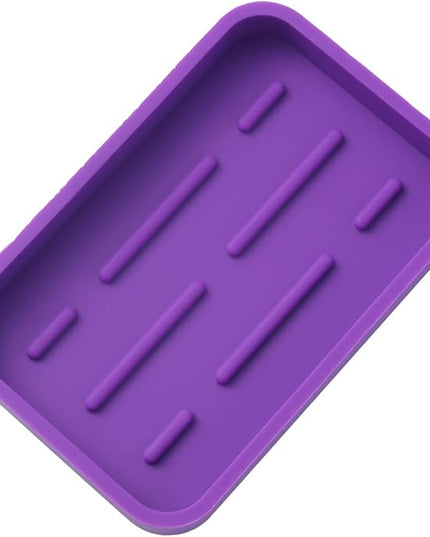 Silicone Kitchen Sink Organizer Tray for Multiple Usage,Easy Clean Sponges Holder for Kitchen Bathroom Counter or Sink,Dish Soap Dispenser,Scrubber,Bottle,Cup Purple 4.9”x 3.2”