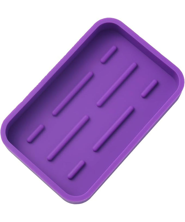 Silicone Kitchen Sink Organizer Tray for Multiple Usage,Easy Clean Sponges Holder for Kitchen Bathroom Counter or Sink,Dish Soap Dispenser,Scrubber,Bottle,Cup Purple 4.9”x 3.2”