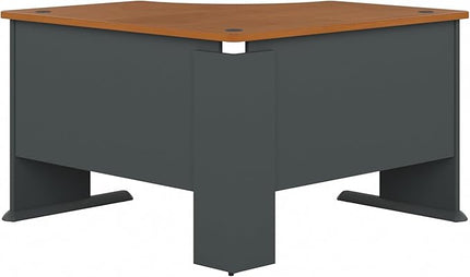 Bush Business Furniture Series A 48W Corner Desk in Natural Cherry and Slate, Compact L Shaped Workstation, Office Desktop Solution for Workspace