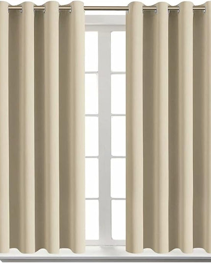 BGment Room Darkening Curtains 45 Inches Long - Grommet Thermal Insulated Drapes Window Treatment Curtains for Bedroom, 2 Panels, 52 x 45 Inch, Beige