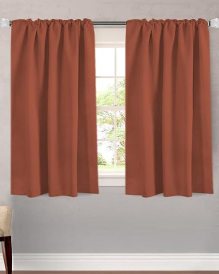 H.VERSAILTEX Blackout Curtains Thermal Insulated Window Treatment Panels Room Darkening Blackout Drapes for Living Room Back Tab/Rod Pocket Bedroom Draperies, 52 x 54 Inch, Orange, 2 Panels