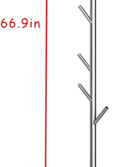Silver Coat Racks, Metal Coat Rack Freestanding with Hooks, Entryway Coat Rack Stand, Coat Racks with Marble Base, Coat Tree for Hanging Clothes, Hats, Bags