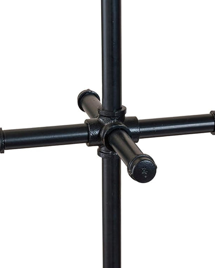 MyGift 64 Inch Industrial Black Metal Freestanding Coat Rack Stand with Realistic Pipe Design and 12 Hooks, Entryway Organizer for Hanging Coats, Hat, Handbags, Scarves