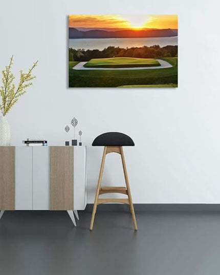 chenchenArt Sleepy Hollow 16 Hole Golf Course Wall Art for Living Room Bedroom Bathroom Home Decorations Sleepy Hollow Golf Course Picture Poster Canvas Prints Framed Ready to Hang(28''H x 44''W)