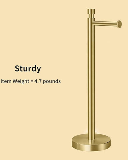 YUMORE Toilet Paper Holder Stand Freestanding, Weighted and Sturdy Stainless Steel Design with Non-Slip Cap, Gold Rustproof Tissue Roll Holder for Modern Bathroom, RV