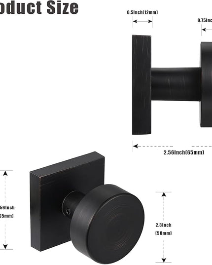 4 Pack One-Sided Dummy Door Knobs Interior, Oil Rubbed Bronze Dummy Door Knob for Closet, Round Dummy Door Handles for Bifold