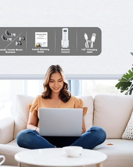 Motorized Blinds with Remote Smart Blackout Shades Electric Curtains Automatic Roller Blinds Shades for Indoor Windows Cordless with Alexa Google Home(Blackout Fabric Samples)