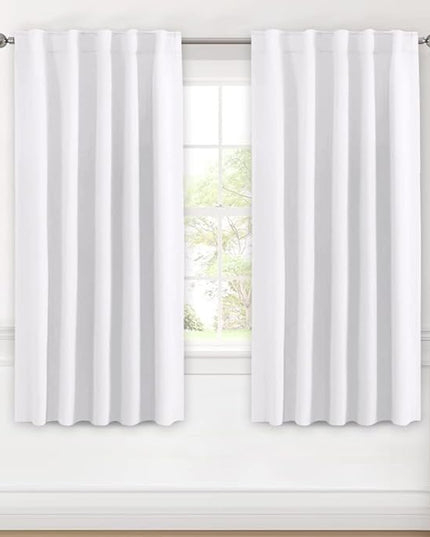 H.VERSAILTEX White Curtains Thermal Insulated Window Treatment Panels Room Darkening Privacy Assured Drapes for Living Room Back Tab/Rod Pocket Bedroom Draperies, 42 x 63 Inch, 2 Panels