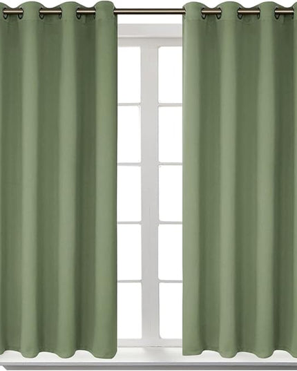 BGment Room Darkening Curtains 45 Inches Long - Grommet Thermal Insulated Drapes Window Treatment Curtains for Bedroom, 2 Panels, 52 x 45 Inch, Grass Green