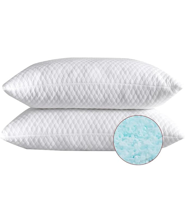 NTCOCO Shredded Memory Foam Bed Pillows for Sleeping King Size 2 Pack, with Washable Removable Hypoallergenic Sleep Pillow for Back and Side Sleeper