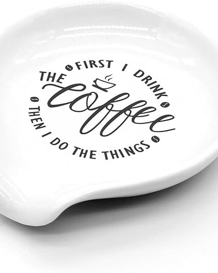 Funny Coffee Spoon Rest-But First Coffee Ceramic Spoon Holder-Cafe Station Bar Accessories
