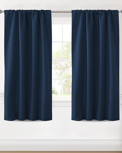 H.VERSAILTEX Blackout Curtains Thermal Insulated Window Treatment Panels Room Darkening Blackout Drapes for Living Room Back Tab/Rod Pocket Bedroom Draperies (2 Panels, Navy Blue, 42 x 63 Inch)