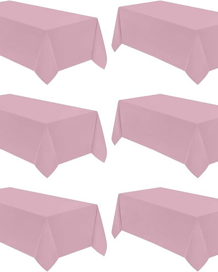 VidaFete Tablecloth 6 Pack 90 * 132inch Rectangle Table Cloth Polyester, Stain Wrinkle Resistant Polyester Dining Table Cover for Kitchen Dinning Party Wedding Rectangular Buffet Decoration(Pink)
