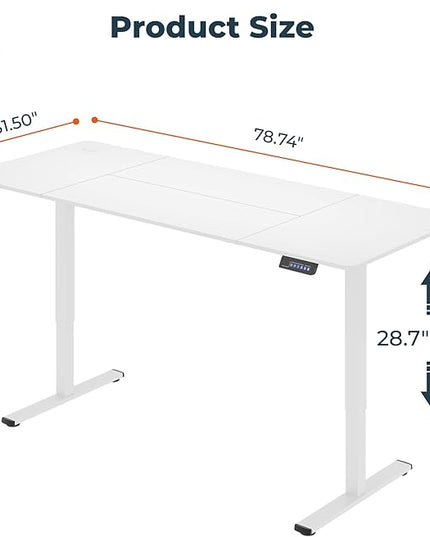 Adjustable Standing Desk, Large 79x31 Inches Standing Desk with Cable Management, Height Adjustable Home Office Computer Desk with Memory Preset&Charging USB Port&Sedentary Reminder