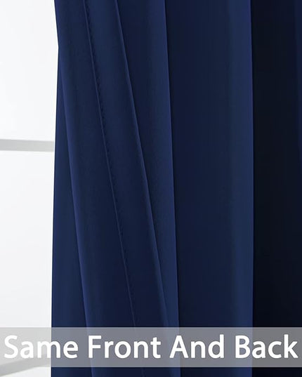 Yakamok Blackout Curtains Room Darkening Thermal Insulated with Grommet Window Curtain for Bedroom/Living Room(62Wx84L, Navy Blue, 2 Panels)