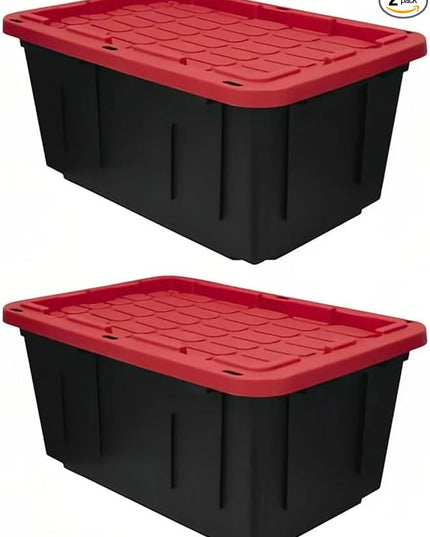 2-Pack 27-Gallon Storage Boxes with Snap-on Lids. Durable and Suitable for Storing Household Items, as well as for Use in Industrial and Outdoor Environments.