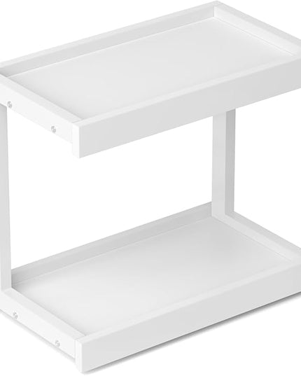 MARTY 2 Tier 15.75"x8.9" Large Countertop Shelf Organizer Spice Rack, Coffee Station Organizer for Mugs Cups, Wooden Shelf Desktop Storage Organizer for Kitchen Bathroom Home Office (White)